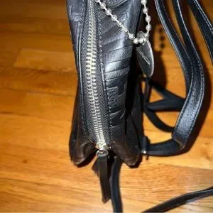 Steve Madden Logo Backpack purse Black Faux Leather Monogram Day Pack. STEVE MADDEN Black BTAMPA Logo EMBOSSED Faux LEATHER Bag  main image 2
